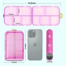 Pill Organizer Medicine Organizer Travel Essentials - Travel Pill Case With Labels, Large Daily Medicine Dispenser - Purple - View 2