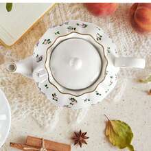 MBB 1 zestaw nowego czajniczka z porcelany kostnej ze zdejmowaną pokrywką i dużym uchwytem, elegancki styl, duży czajniczek do herbaty sypanej, 37 uncji (1100 ml) ceramiczny czajniczek idealny do herbaty popołudniowej, do herbaty sypanej lub w torebkach, idealny prezent urodzinowy na parapetówkę dla kobiet