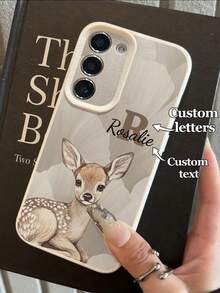 1 Ốp lưng điện thoại họa tiết hươu và chữ may mắn tùy chỉnh, tương thích với Samsung A05S/A12/A13/A14/A21S/A23/A25/A35/A34/A50/A52S/A53/A71/A72/A73/S10/S20FE/S20Ultra/S22Pro/S23FE/S24Ultra, Redmi 9C/12/12C/13C/9A/NOTE10/NOTE11PRO/NOTE12PRO+/13PROPLUS, Chất liệu TPU, Phong cách tổng thể thanh lịch và dễ thương, Quà tặng lý tưởng cho bạn bè, bạn học, gia đình trong dịp lễ - trắng - Xem 1