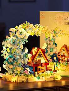 2000+ Pcs Micro Particle Blooming Moon Flower House Building Blocks - Large Adult Construction Blocks - Suitable For Home Decor, Holiday Decoration, Birthday Gift, Christmas Gift - Multicolor - View 1