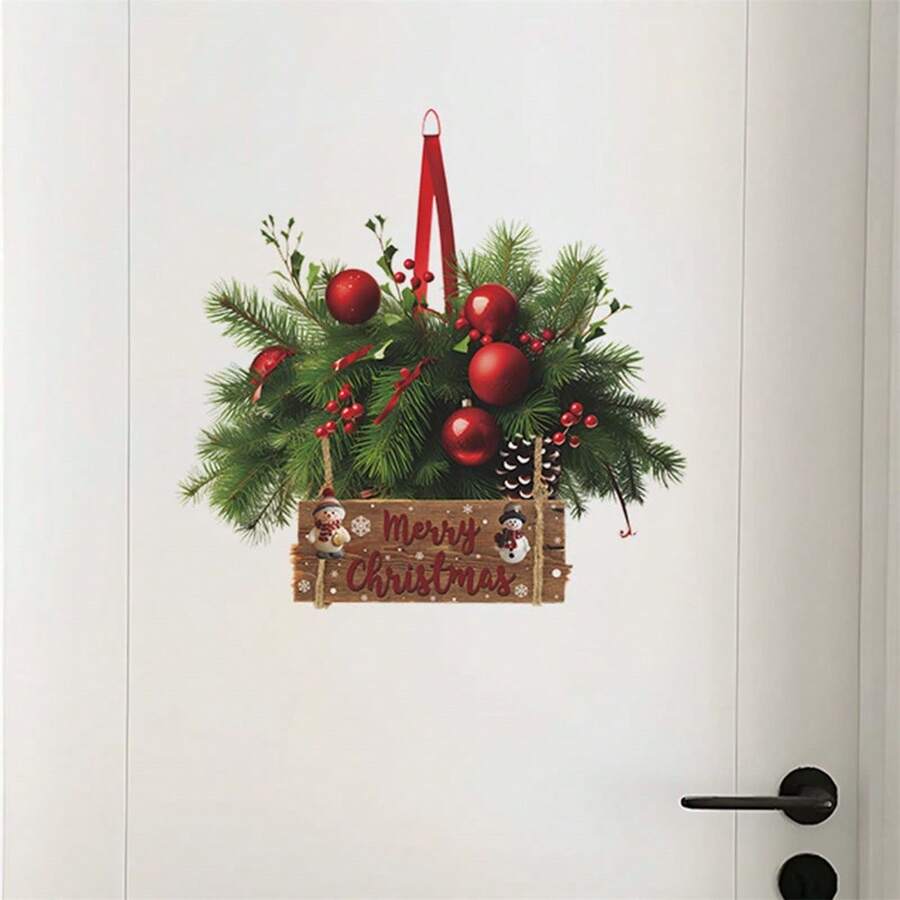 クリスマス ウォールステッカー 粘着 PVC アート 壁画 DIY リビングルーム 寝室 ホームデコレーション - マルチカラー - チェックする 1