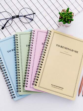 糖果色简约线圈笔记本，大号加厚A5学生笔记本，办公文具，备忘录，写作笔记本，学习用品。可作为节日礼物，也适合日常办公和学习使用，适用于学校和办公室。