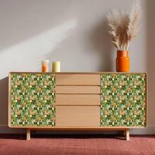 ZZXC 20Pcs Green Gold Mosaic Tile Stickers Peel And Stick Decorative Tiles Waterproof Removable Sticker Tiles Backsplash Decals For Kitchen Bathroom Stair Riser Accent Wall 4x4 Inch Not 3D - GreenGoldMosaicStickerTiles - View 3