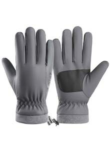 1 par de guantes de invierno para hombres, aptos para uso diario, deportes al aire libre, conducción, senderismo, con dedos táctiles, forro térmico, diseño de bloques de color - Multicolor - Ver 14