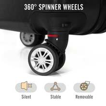 Todeco Travel Suitcases, Large 78cm Suitcase, Travel Trolley, Rigid And Lightweight ABS + PC Travel Suitcase With Telescopic Handle, 4 Double Wheels, 78 X 51 X 28 Cm, Durable, Travel Luggage - Black - View 7