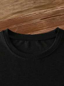 Women's Elegant Style Short Sleeve Hibiscus Print Round Neck Women's Short Sleeve Suitable For Spring And Summer Fashion Commuting Vacation Daily Versatile Casual Elegant Retro Style Top - 黑色 - 查看 3