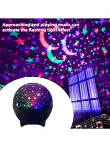 Star & Moon Projection Night Light - USB Powered - Projection Lamp - Bedside Bedroom Atmosphere Light - Rotating Room Projector Light - Multicolor - View 12