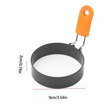 1/6件套鸡蛋模具煎饼模具套装，不锈钢鸡蛋模具煎饼成型器，带硅胶手柄，适用于早餐煎蛋卷三明治（方形、圆形，4.33英寸、2.95英寸、3.54英寸、3.94英寸、5.91英寸、7.87英寸） - 橘子黑色 - 查看 15