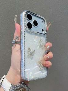 1pc Luxury Electroplated Rhinestone Edged Shiny Star Transparent Full Body Shockproof Phone Case, Compatible With IPhone 17/17 Air/17 Pro/17 Pro Max, 16, 16 Pro, 16 Plus, 16 Pro Max, 15, 14, 14 Pro Max, 13, 12, 11 - 清除 4 - 查看 5