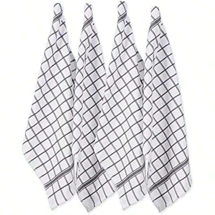 DII Trapo clásico para Platos, 100% de algodón, diseño de Ventana, para Uso Diario en la Cocina, Lavable en Lavadora, 30.48 cm x 30.48 cm, Juego de 6,(Gris Toalla de cocina) - Multicolor - Ver 1