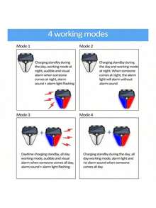 2 Pack Solar Strobe Warning Lights With 100DB Alarm Outdoor, 4 Working Modes Solar Power Motion Sensor Alarm Light Waterproof, Security Siren Light For Pasture, Home, Farm, Barn, Villa, Yard - Multicolor - View 8