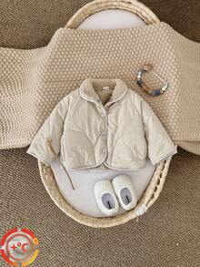 Jaket Hangat Tebal Berlapis untuk Bayi Perempuan, Warna Aprikot Kasual, Musim Dingin - Aprikot - View 2