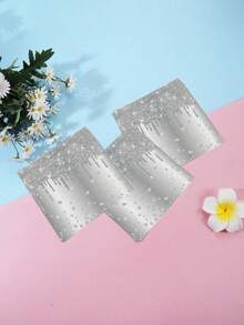 48pcs 13"X13" Silver Glitter Diamond Theme Napkins - Luxury Silver Glitter & Diamond Print, Paper Material, High-End Elegant Style, Suitable For Birthday Party, Wedding, Anniversary Celebration And Daily Use - Multicolor - View 5