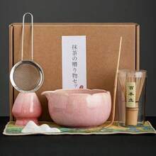 1 pieza/4 piezas/7 piezas Juego de té Matcha con tazón de té verde en polvo cocido en horno japonés, batidor Matcha, cuchara Matcha, cepillo Matcha - Multicolor - Ver 11