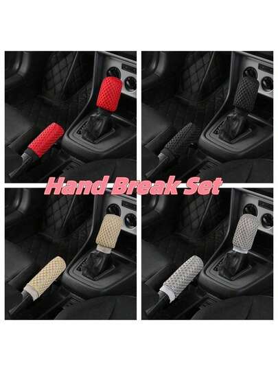 2pcs/Set Breathable Mesh Handbrake Cover And Gear Shift Knob Cover Combo, 3D Mesh Gear Shift Sleeve, Suitable For Car Interior