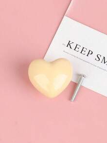 4 件装婴儿房抽屉拉手，心形陶瓷旋钮，粉色/蓝色/黄色/灰色，柔和哑光表面，单孔把手，适用于梳妆台收纳