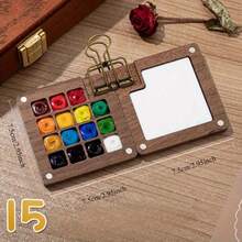 6件套迷你旅行绘画调色盘套装，便携式水彩套装，8/15格颜料盒，素描本，画板和3支画笔，适合艺术家和学生，返校绘画用品，圣诞节和新年礼物，送给朋友的理想之选 - 均碼 - 查看 4