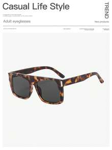 1 PC Women's Large Square Fashion Glasses Oversize TR90 Frame Tinted Lens Fake Glasses For Outdoor Activities And Daily Clothing Decor - Multicolor - View 4