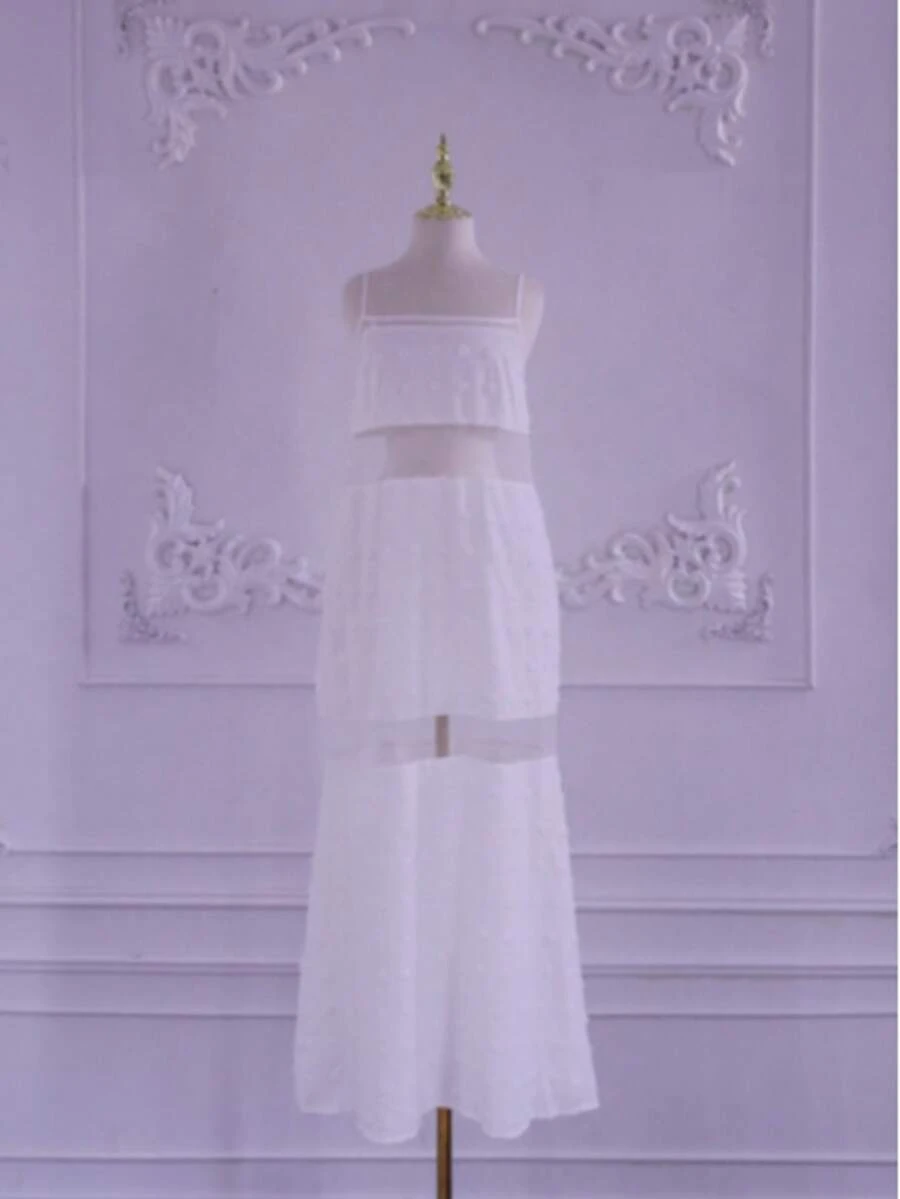 Bohemian Textured Pom Pom White Wedding Season Lightweight Dress, Graduation Dress - White - View 1