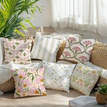 6pcs Minimalist Geometric Floral Decorative Pillow Covers, Single-Sided Printed Velvet, 45*45/50*50/40*40CM Cushion Covers Suitable For Modern Sofa Living Room Decor, Gift, Party Decoration - Multicolor-6PC - View 4