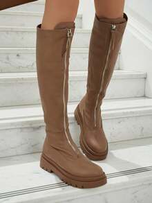 Damenstiefel mit mittigem Reißverschluss Merivon - Khaki - Übersicht 1