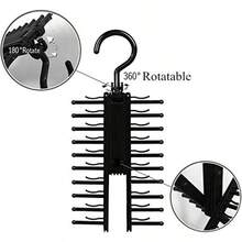 Organizador de corbatas 20 filas giran para abrir/ cerrar la rejilla para corbatas colgador de bufandas giratorias de 360 ​​grados para almacenamiento de corbatas bufandas cinturones y accesorio - como en la foto - Ver 4