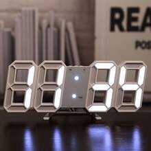 3D LED Digital Wall Clock With Date & Temperature Display - Quiet Power Supply Alarm Clock, 24-Hour Display, 3D LED Night Light, Modern Minimalist Design, Suitable For Kitchen, Bedroom - Powered Digital Clock With Date & Temperature Display, Silent Operation