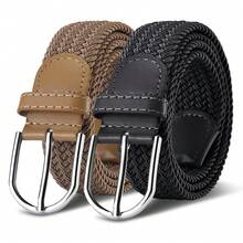 Casual Stretch Braided Web Belts For Mens Women,Stretch Woven Elastic Waistband - Not Tight On The Waist - Same Style For Both Men And Women.Canvas Without Holes, With Needle Fasteners For Casual Pants. - Nâu sẫm - Xem 4