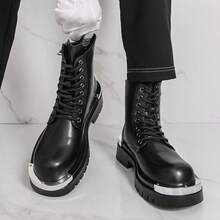 Punk-Style Metal Embellished Platform Leather Shoes - Urban Trendsetter / Retro Eye-Catching Combination. Lacquered Leather Makes You Look Taller. Chunky Derby Shoes. Size 40-46. 2025 Punk Dress Shoes. - Black - View 6