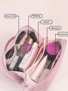 PU 皮革防水化妆包，大容量双层化妆包，多功能旅行收纳包，化妆品整理和存储，整理，化妆品收纳包，护肤包，大容量洗漱包，旅行家居化妆包收纳包，化妆品收纳包 - 彩色 - 查看 9