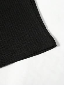 男士休闲商务通勤纯色纹理长袖高尔夫Polo衫，适合日常外出和运动，春秋季 - 黑色 - 查看 4