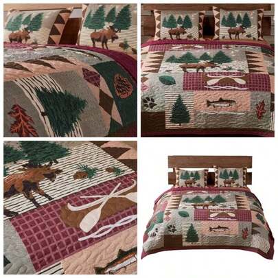 Moose Lodge juego de edredn, Marrn, 4