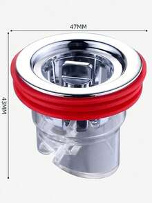 1 قطعة مصفاة بنابض للبالوعة عالمية من نوع الدفع، مصنوعة من مادة البولي بروبلين المقاومة للتسرب والروائح الكريهة، مناسبة لبالوعة الحمام والأحواض والإكسسوارات - ابيض واحمر - مشاهدة 6