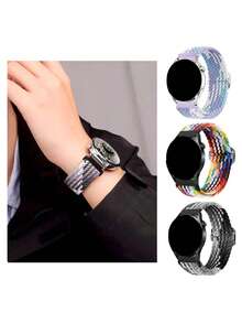 3 Packungen belüftetes geflochtenes Elastikarmband kompatibel mit Apple Watch Series 11 42mm 46mm für Männer und Frauen, Sport- und Freizeitstile kompatibel mit Ultra 49mm 45mm 44mm 46mm 42mm 41mm 40mm 38mm Ultra 2/Ultra, lässiges und weiches Nylon-Elastikgewebe-Armband, kompatibel mit Einzelschlaufen-Klettverschluss-Verstellbar Series 11/10/9/8/7/6/5/4/3/2/1/SE