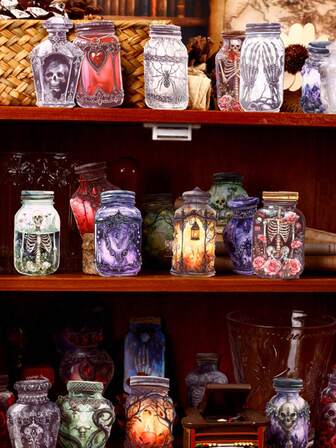 Magic Bottle Series Sticker Pack, Horror, Witch, Vintage Architecture Elements, Suitable For DIY Scrapbooking, Ideal For Stationery Lovers, Applicable To Scrapbooks, Junk Journals, Phones, Laptops, Phone Cases, Water Bottles, Cups, Guitars, Skateboards, Luggage, Notebooks, Scrapbooking Stickers, Scrapbooking Supplies, Refrigerators, Creative Gifts