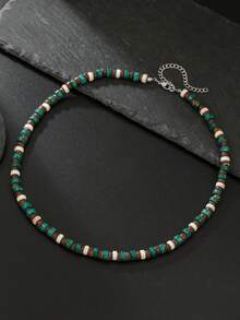 1pc Fashionable Natural Coconut Shell Beaded Necklace, Suitable For Men's Casual Daily Wear, Beach & Holiday Outfit, Boyfriend Gift - Multicolor - View 9