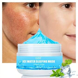  GZE 冰水睡眠面膜 100克/3.53盎司 - 夜间保湿凝胶面膜，适用于面部，清凉保湿，适合干燥暗沉肌肤，舒缓滋养肌肤。