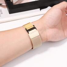 Loop With Leather Design Compatible With Apple Watch Bands Ultra 3 2 1 (49mm) & Series 11 10 9 8 7 6 5 4 SE (46mm 45mm 44mm) Series 3 2 1(42mm) , Soft Stretchy Nylon Sport Band Compatible With IWatch Men Women - 44/45/46/49mm - View 6