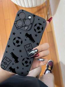 Funda para iPhone con temática futbolística apta para iPhone 16E, 15, 14, 13, 12 y 11/X/XR/XS MAX, MINI, Pro, PLUS y Pro MAX. Compatible con Samsung S24 Ultra/S23 FE/S22 Plus/S21/S20/A55/A54/A35/A34/A32/A25/A24 y otros modelos. Fabricada con material TPU, esta funda protectora ofrece absorción de impactos, resistencia a caídas y protección contra manchas, lo que la convierte en una opción esencial para uso personal o para regalar. Perfecta para San Valentín, Halloween, Navidad, Año Nuevo y todas las ocasiones festivas. - Negro - Ver 6