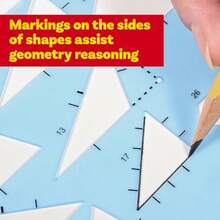 Plantilla de geometría de Learning Advantage Plantilla geométrica resistente para dibujar formas 2D y ángulos de medición incluye regla más una línea numérica con valores negativos - como en la foto - Ver 6