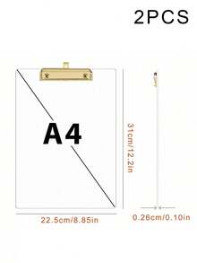 1pc Acrylic Writing Board, 8.6x12 Inches, With Fine Clip, Hanging Capable, Transparent - Standard A4 Size, Suitable For Office And School Supplies