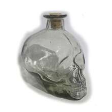 Decantador Botella Licorera Calavera Artesanal Vidrio Soplado 750ml - Verde - Ver 3
