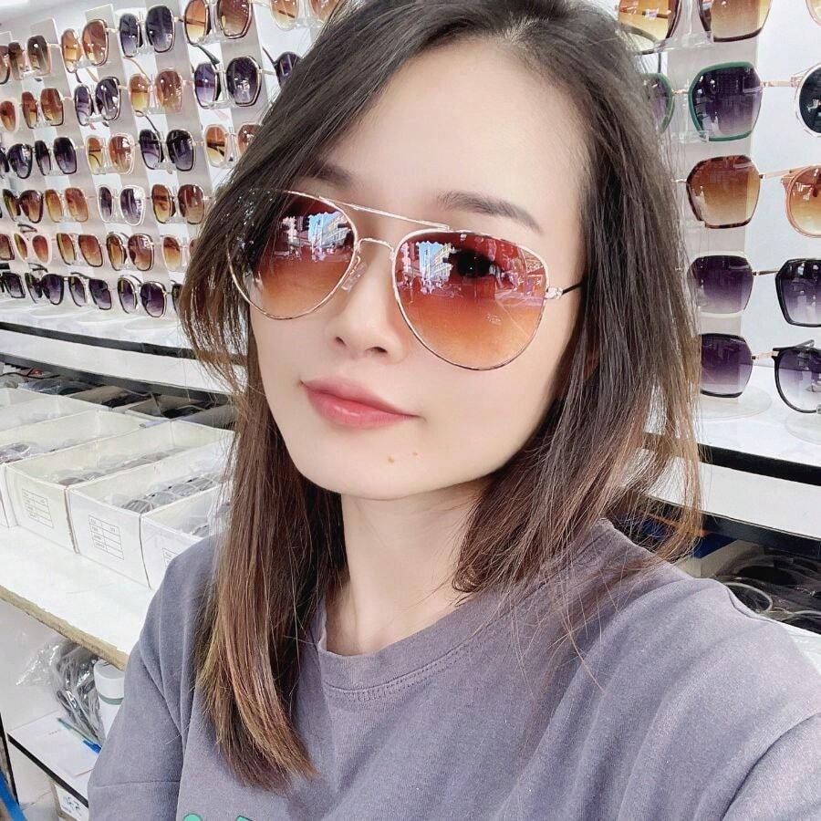 Vintage Fashion Aviator Sunglasses For Women And Men, Unisex, With Metal Frame, UV 400 Lens - 棕色 - 查看 1