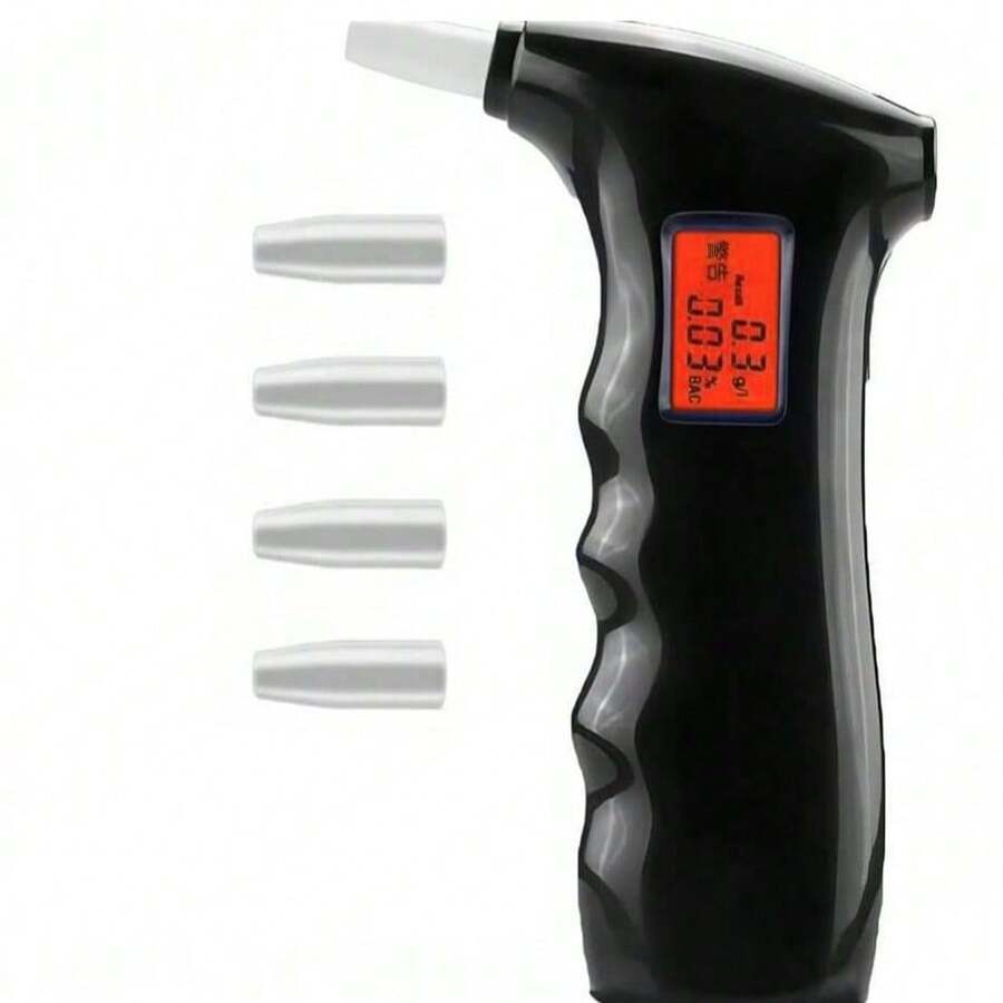 Portable Breathalyzer For Testing Alcohol Blowback Tester With Blue LCD Digital Display, 5 Mouthpieces, Suitable For Personal And Professional Use, Auto Shutoff, Quick Response - Orange - View 1