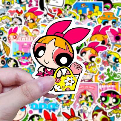 THE POWERPUFF GIRLS 50Pcs The PPG Cute Stickers, Kawaii Cartoon Flying Female Stickers Gift For Water Bottles Laptop Luggage Guitars Phone Journal Scrapbook Car, Waterproof Vinyl Anime Stickers For Adults Teens[Officially Licensed] Scrapbook Supplies Funny Stickers Laptop Stickers Kindle Phone Stickers