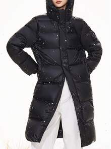 CAMEL CROWN Women's Outdoor Down Jacket Autumn/Winter Triple-Protection Down Coat Fitted Waist, Water-Resistant, Windproof Thickened Insulation Parka Down Jacket - Phantom Black - View 2