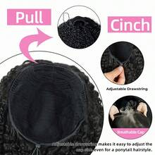 Burmese Curly Half Wig Human Hair 3 In 1 Curly Half Wigs Wear Go Glueless Wigs Headband Wig Human Hair With Drawstring 20 Inch For Women Natural Black