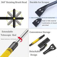 2-In-1 Multifunctional Telescopic Snow Shovel With Scraper And Brush, ABS Material, Non-Electric Car Ice Scraper, Easy Snow Removal - Snow Shovel - View 8