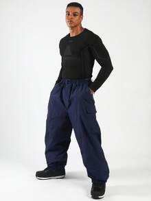 1pc Unisex Winter Outdoor Ski Pants, Suitable For Skiing, Mountaineering And Other Outdoor Activities, Machine Washable, Reinforced Structure, Functional Ski Pants, Durable Snow Gear - Navy Blue - View 8
