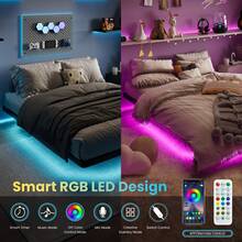 SHA CERLIN Twin/Full/Queen/King Size Floating Bed Frame With Smart LED Lights And Charging Station, Heavy Duty Metal Platform Bed With Modern Design, No Box Spring Needed, Easy Assembly, Black - Xem 3
